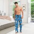 Men's Pajama Pants with Pockets Sleepwear Lounge Pants Stretch Casual Orca Killer Whale on Blue Background